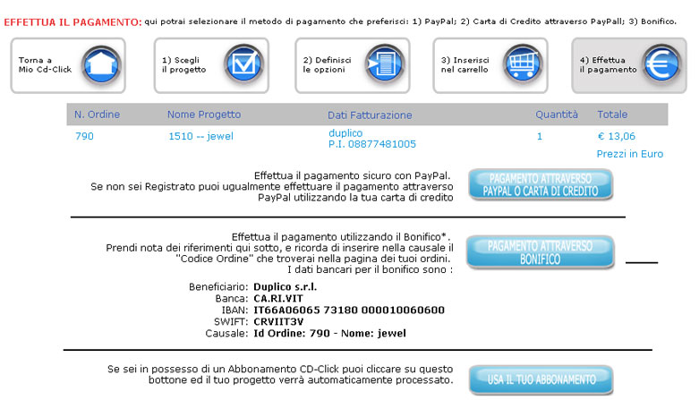 Stampa e Masterizzazione CD, DVD, Blu Ray: opzioni di pagamento