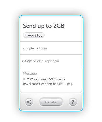 wetransfer:caricare il tuo progetto con wetransfer per stampare e masterizzare i tuoi dischi con CDClick